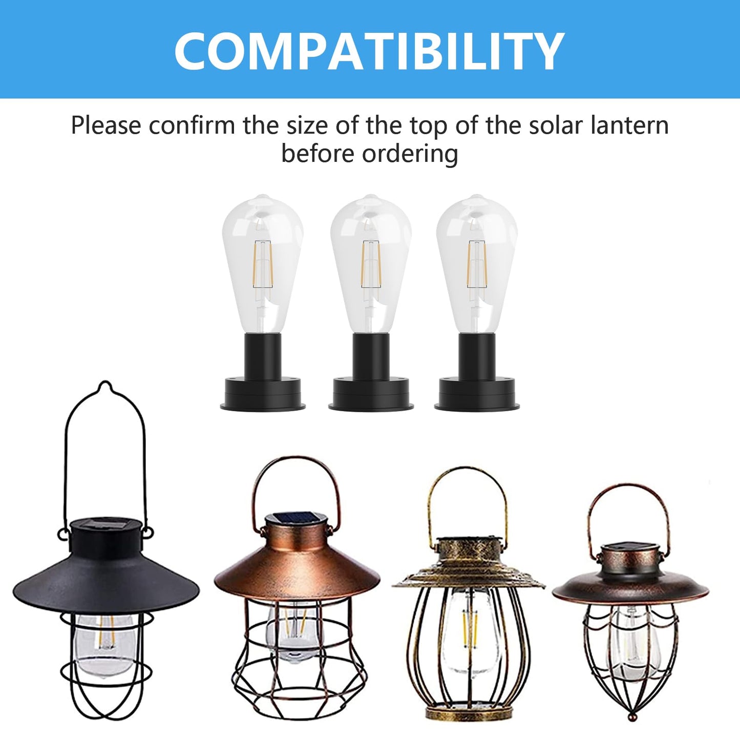 AQEENURA Replacement Solar Light Parts,Waterproof Solar Lanterns Replacement Accessories for Lanterns Outdoor (8.5CM/3.35 INCH with Bulb 1PCS)