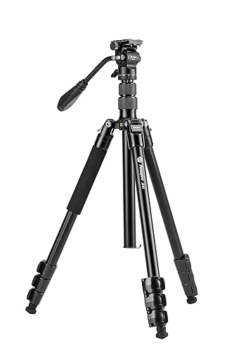Fotopro 73" Camera Tripod, Aluminum Compact Travel Tripod and Monopod with 360° Ball Head Quick Release Plate, Professional Camera Tripod for DSLR
