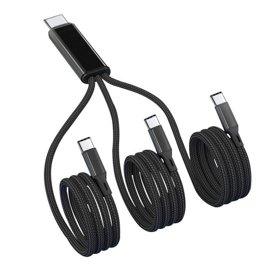 Snlrntin USB C Multi Charging Cable 3FT, 3 in 1 Type-C Charging Cord Nylon Braided Multiple Separate Cable Compatible with MacBook Pro, iPad Air