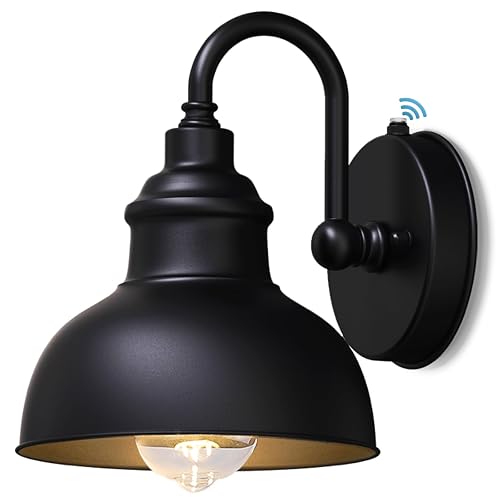 Naurham Barn Light Gooseneck Light- Dusk to Dawn Farmhouse Outdoor Lighting, 1-Light Outdoor Gooseneck Lighting with Sensor Farmhouse Wall Sconce