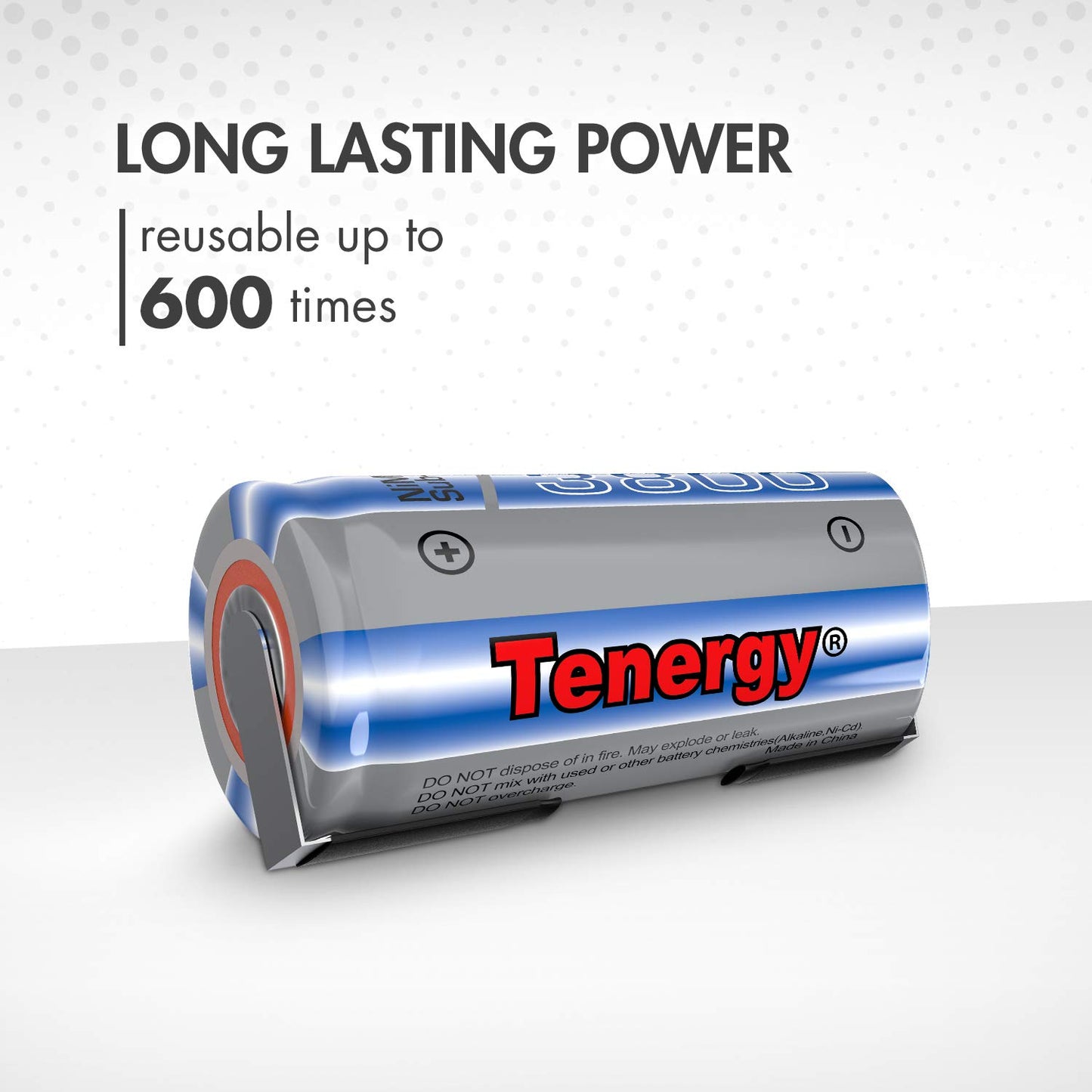 Tenergy NiMH SubC 1.2V 3800mAh Rechargeable Batteries, with Tabs, 10 Pack