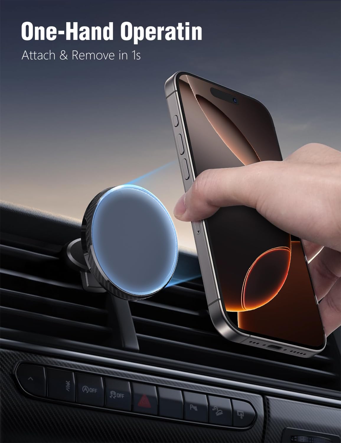 akdesgang Car Mount, [Perfect for Travel] [Quick Install] Ultra Magnetic Mag Safe Car Phone Holder Vent, Car Accessories Fit for iPhone 16 Pro Plus