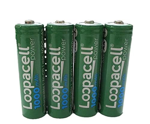 LOOPACELL 4 AA Rechargeable NiCD Battery, 1.2V 1000mAh High Capacity AA Batteries