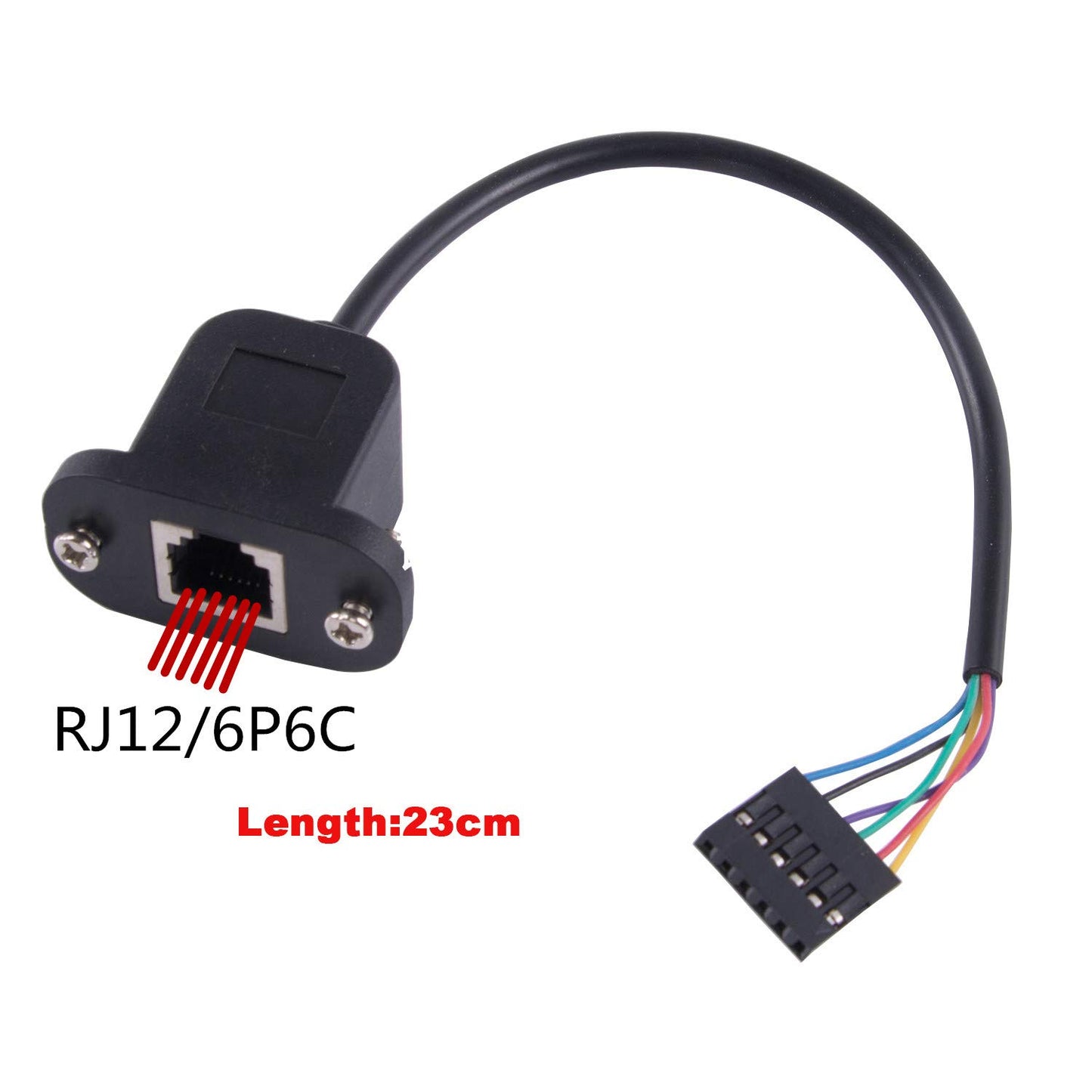 RJ12 6P6C Cable to 6 Pin 0.1" Pitch Debug Terminal Block Adapter 6 Ways Telephony Female Connector Socket Bulkhead Panel Mount Extension Cable