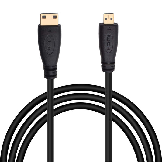 BronaGrand Micro HDMI Male Type D to Type C Mini HDMI Male Connector Adapter Cable Cord Black,1 Metre