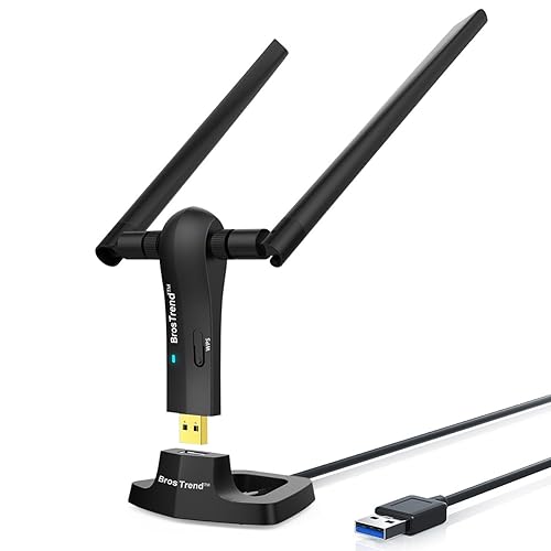 BrosTrend 1200Mbps Long Range USB WiFi Adapter for PC Desktop Laptop of Windows 11/10/8.1/8/7, Wireless Adapter Dual Band 2.4GHz 300Mbps + 5GHz