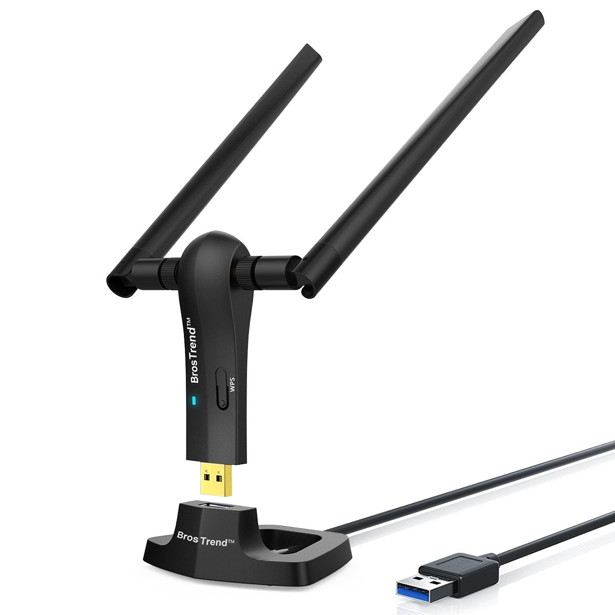 BrosTrend 1200Mbps Long Range USB WiFi Adapter for PC Desktop Laptop of Windows 11/10/8.1/8/7, Wireless Adapter Dual Band 2.4GHz 300Mbps + 5GHz
