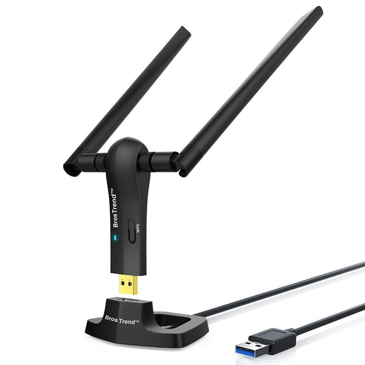 BrosTrend 1200Mbps Long Range USB WiFi Adapter for PC Desktop Laptop of Windows 11/10/8.1/8/7, Wireless Adapter Dual Band 2.4GHz 300Mbps + 5GHz