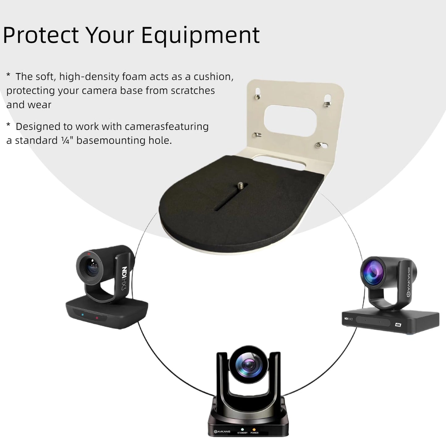 Jinwelry Upgraded PTZ Camera Wall Mount with Anti-Shake Foam Pad - Super Strong Metal Bracket, Compatible with AVIPAS, SMTAV, AVKANS & Most PTZ