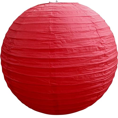 Quasimoon PaperLanternStore Decorative Paper Lantern - (10-Pack, 4-Inch, Red, Even Ribbing) Round Paper Lanterns - Ideal Wedding and Party Decor or