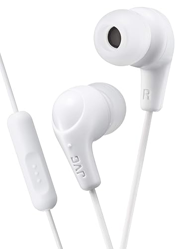 JVC Gumy Plus Earbuds with Mic and Remote for Connected Devices - Silicone Ear Pieces - White