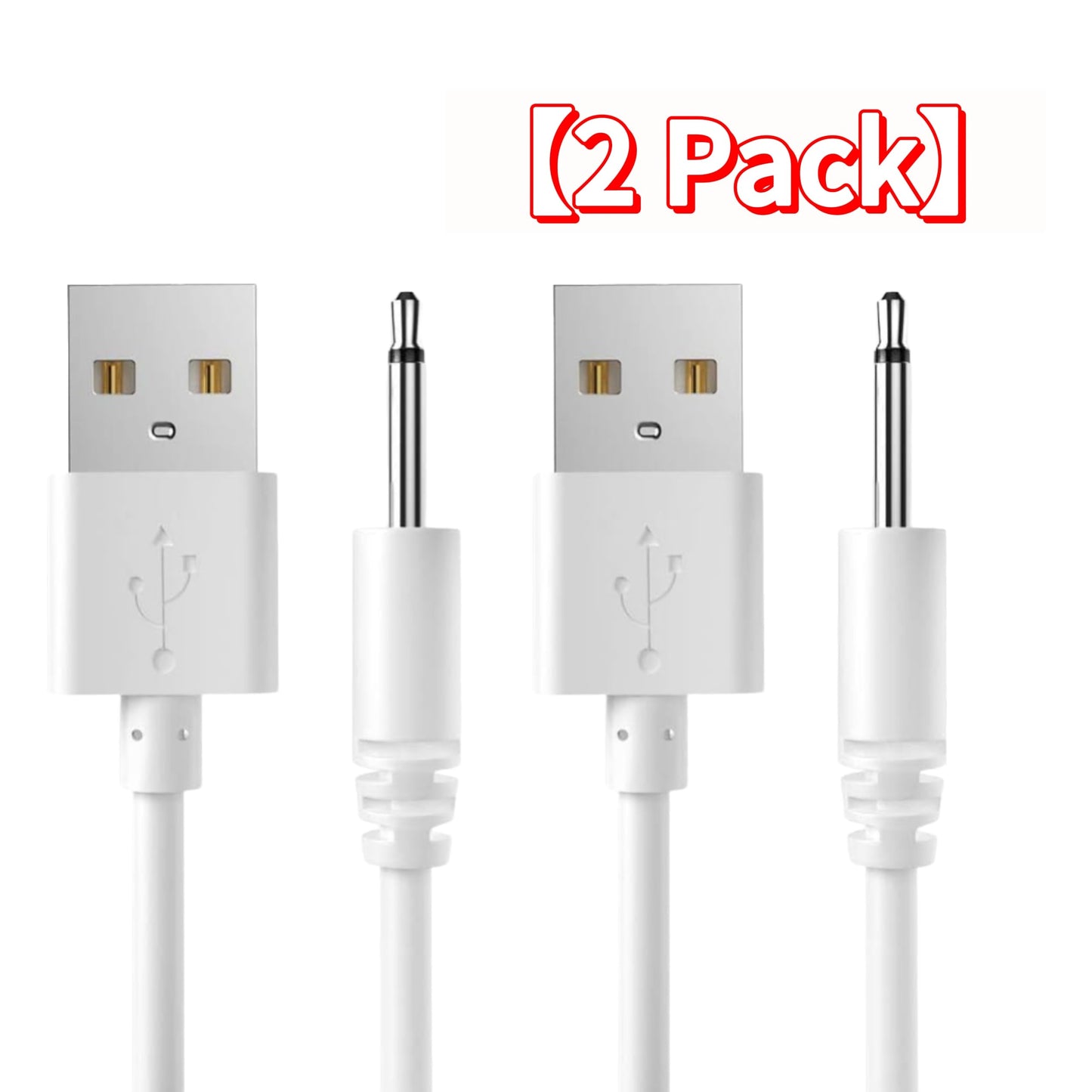 Bizooth 2.7ft Replacement DC Charging Cable (2 Pack), USB to DC 2.5mm Fast Charger Cord Adapter - Massager Charger Cords