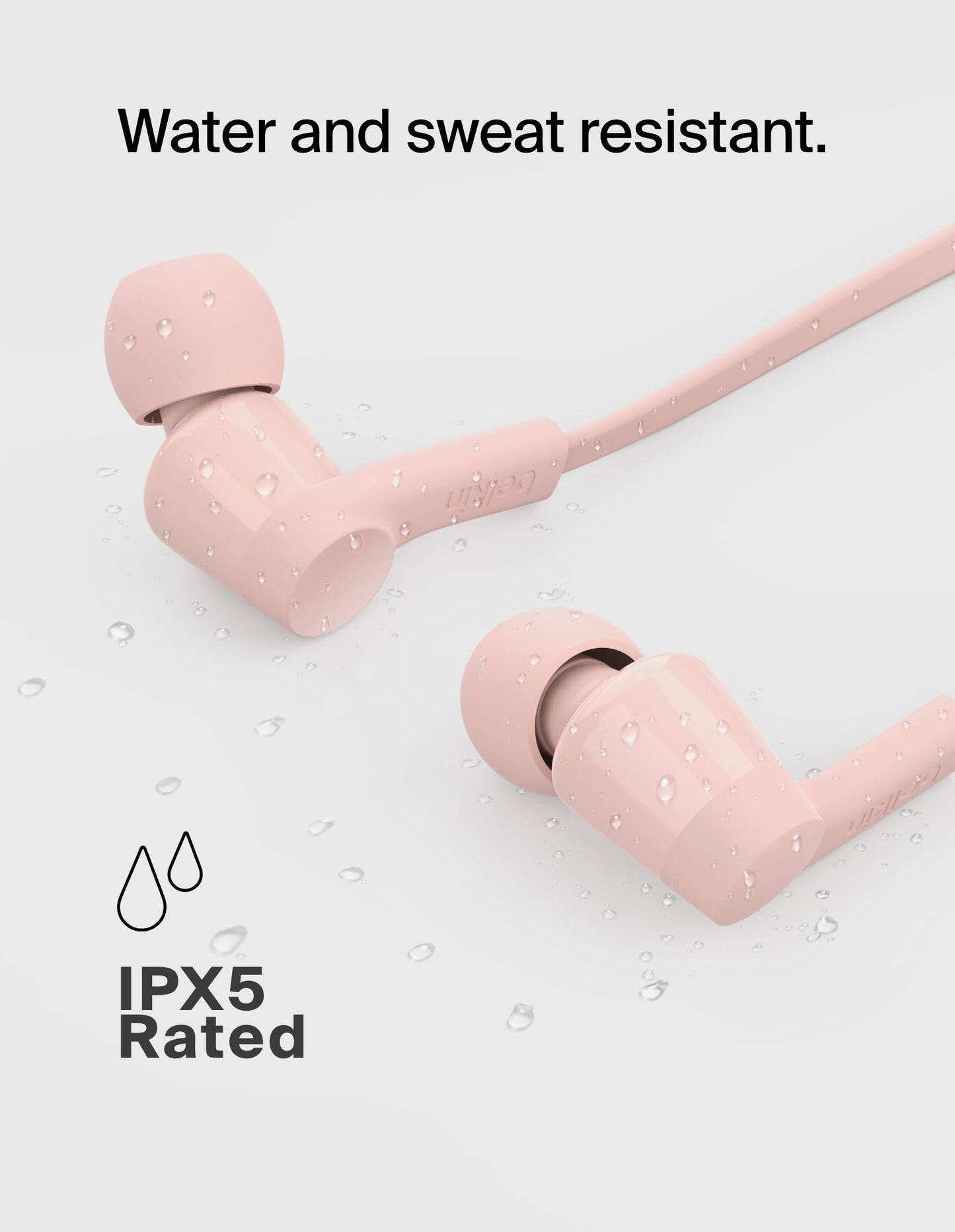 Belkin USB-C Wired Earbuds, Adjustable Volume Limiter, IPX5