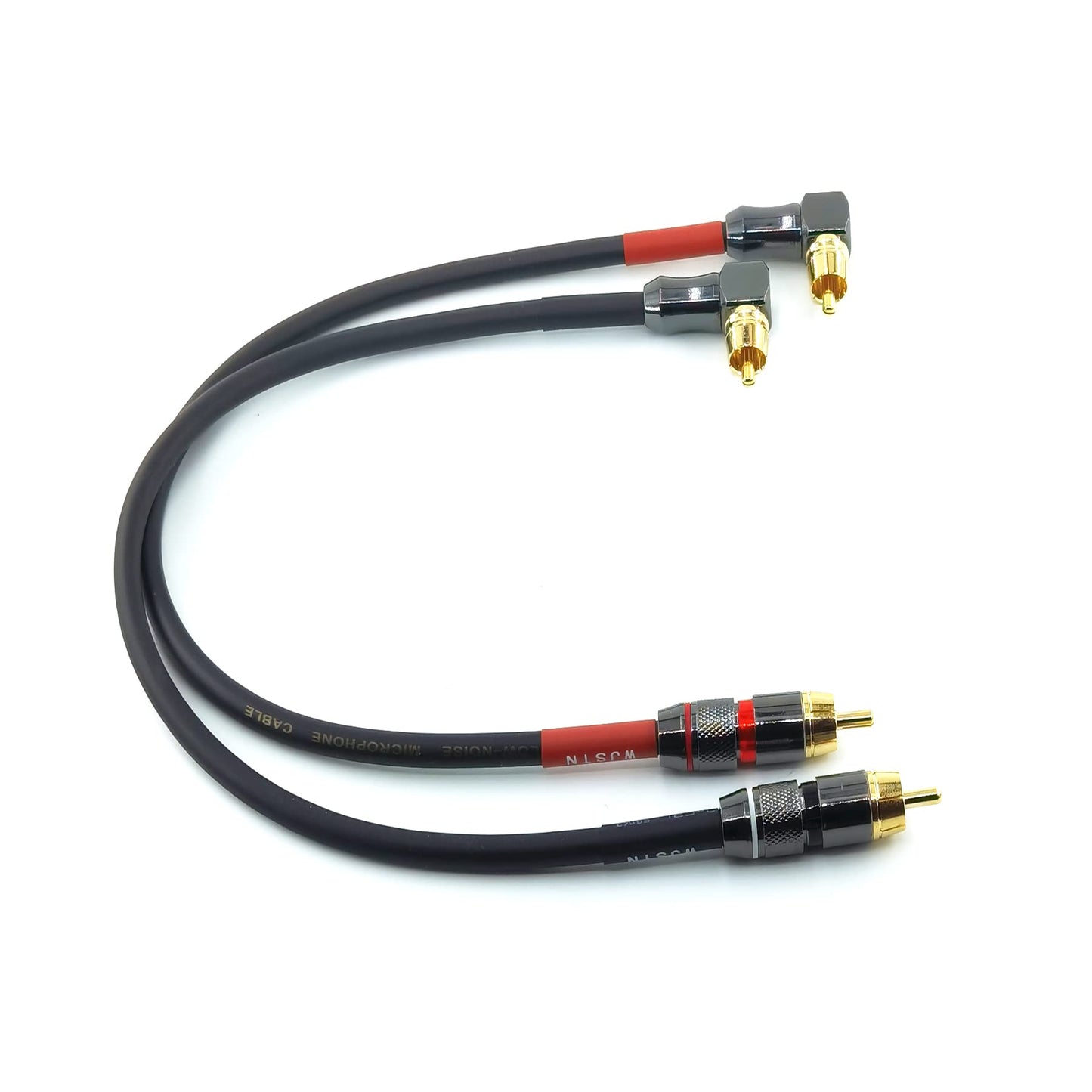WJSTN-055 90 Degree Right Angle RCA Subwoofer Cable Audio Cable RCA Male to Male Audio Video Cord for Subwoofer, HDTV, Amplifiers,Home Theater,Hi-Fi