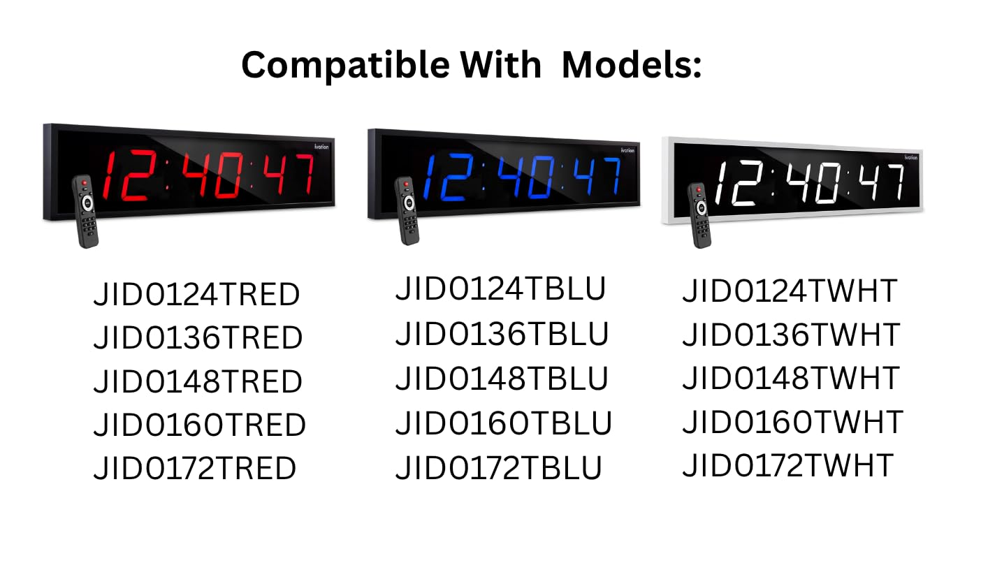 Replacement Remote Control for IVATION Large Timer Digital LED Clock - Only Compatible with Select Ivation Clocks (Not Universal)