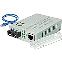 Multimode Gigabit Fiber Media Converter - Built-In Fiber Module 2 km (1.24 miles) SC - to UTP Cat5e Cat6 10/100/1000 RJ-45 - Auto Sensing Gigabit or