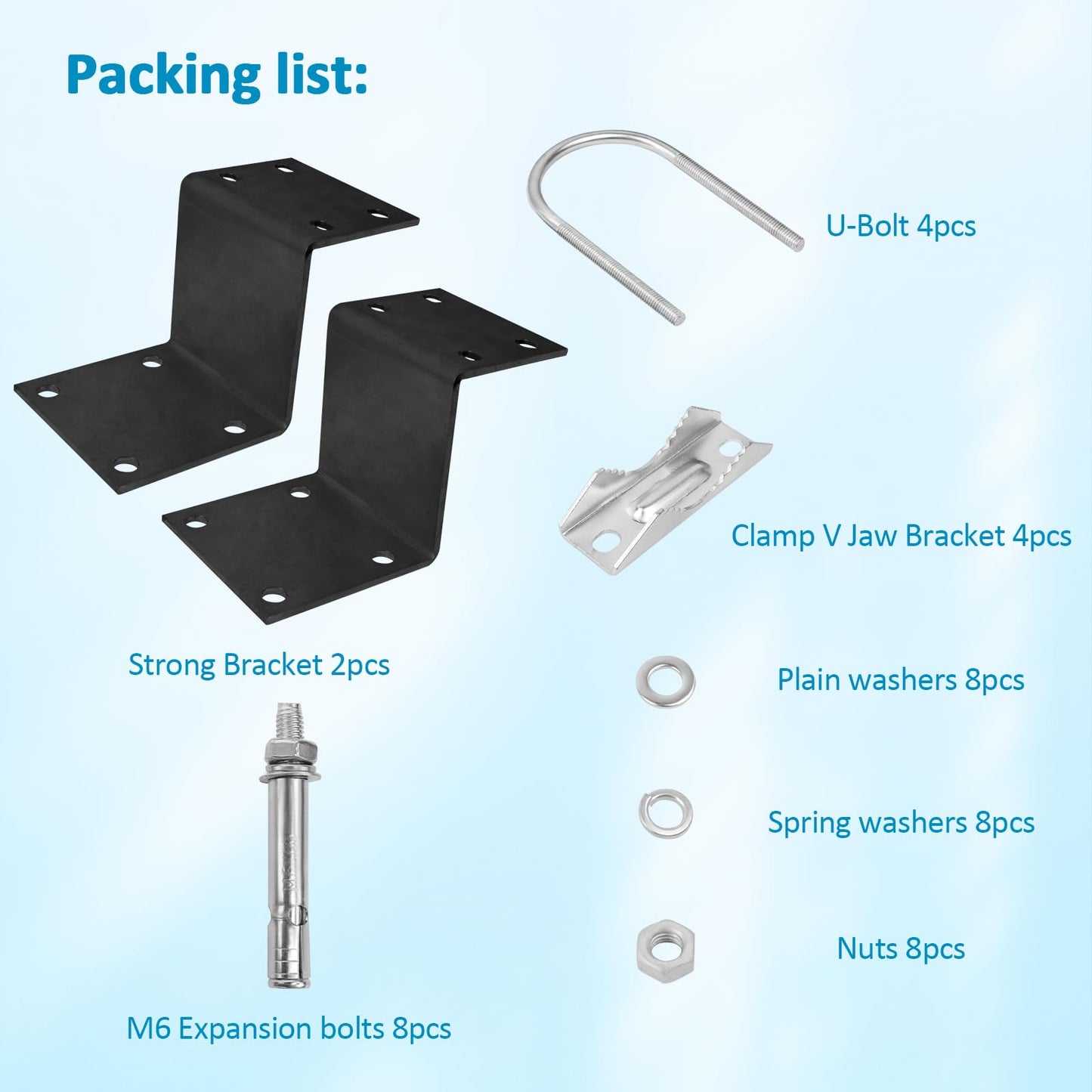 XRDS-RF Antenna Mount Kits - Black-Coated Pole Mount Bracket with Double U-Bolts Clamp V Jaw Bracket for Outside Home Antenna Holder - 2 Sets