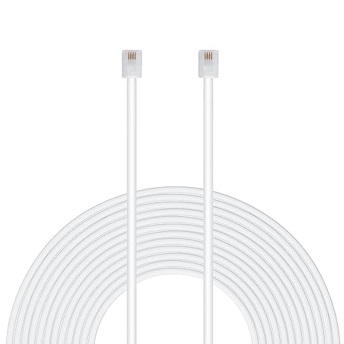 Uvital 100 Feet Telephone Landline Extension Cord Cable Line Wire with Standard RJ-11 6P4C Plugs(White 30.5M,1Pack)