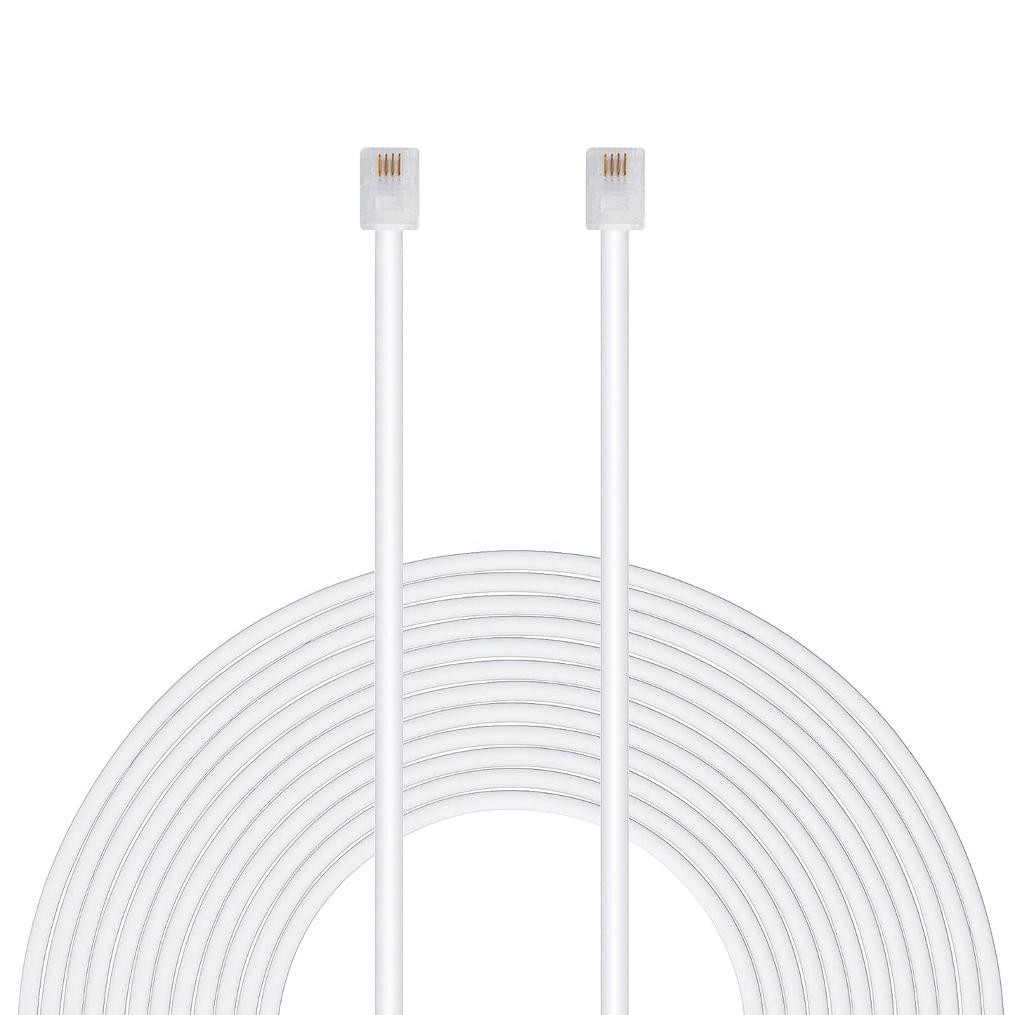 Uvital 100 Feet Telephone Landline Extension Cord Cable Line Wire with Standard RJ-11 6P4C Plugs(White 30.5M,1Pack)
