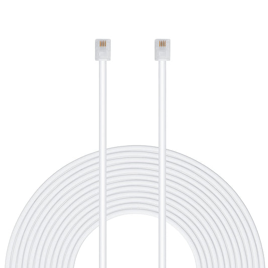 Uvital 100 Feet Telephone Landline Extension Cord Cable Line Wire with Standard RJ-11 6P4C Plugs(White 30.5M,1Pack)