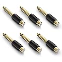VCE RCA to 1/4" Audio Adapter, 6.35mm Mono Plug Male to RCA Female Connectors, Suitable for Speakers, Amps, Home Theater Systems, and Audio Equipment