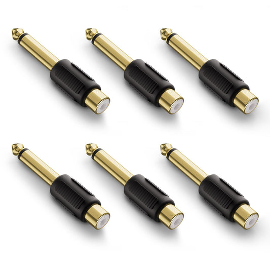 VCE RCA to 1/4" Audio Adapter, 6.35mm Mono Plug Male to RCA Female Connectors, Suitable for Speakers, Amps, Home Theater Systems, and Audio Equipment
