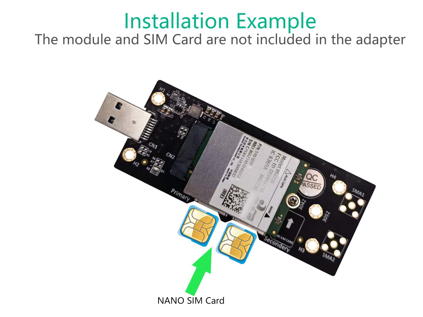 NGFF(M.2) to USB 3.0 Adapter with Dual Nano SIM Card Slot for 3G/4G/5G Module