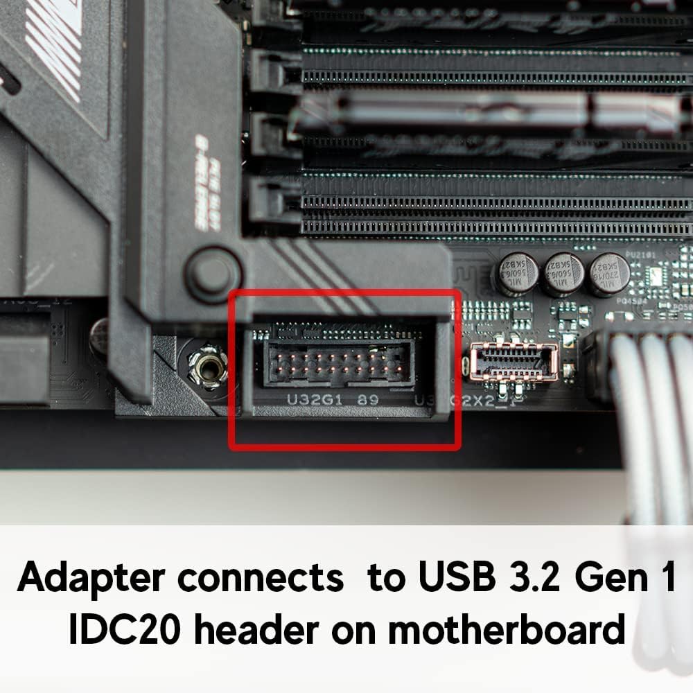 LINKUP - USB-C Front Panel Adapter - Converts Motherboard 3.0/3.1 IDC20 19-Pin Header to Type-C (A-Key) - Designed for All USB-C Devices - Solid
