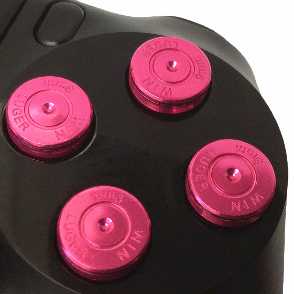 Gametown Metal Hot Pink 9mm Bullet Custom buttons for PS4 DualShock 4 Controllers