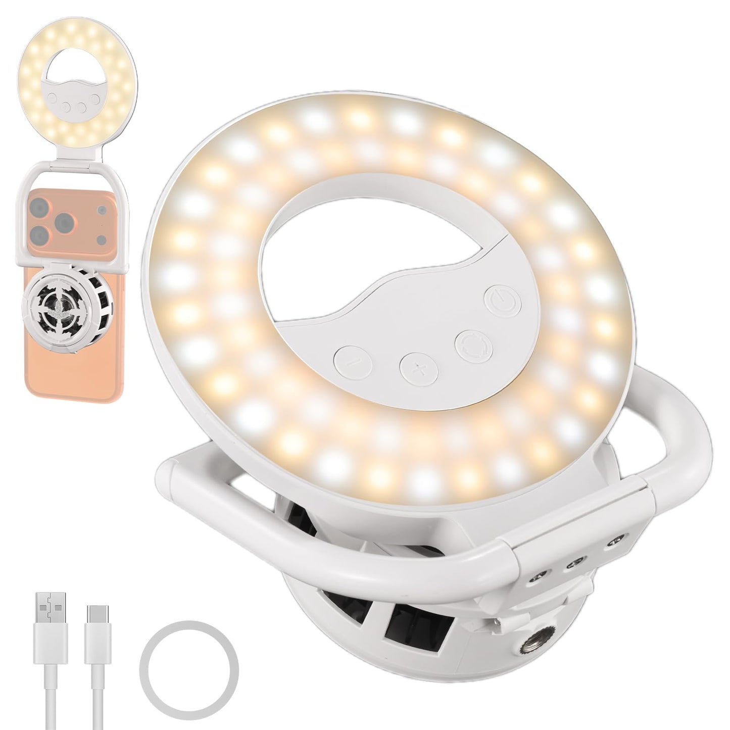 NEEWER Entry Level Version N36 Magnetic Selfie Ring Light & Phone Cooler Compatible with MagSafe iPhone, 4W Bi Color Foldable Small Plastic LED Fill