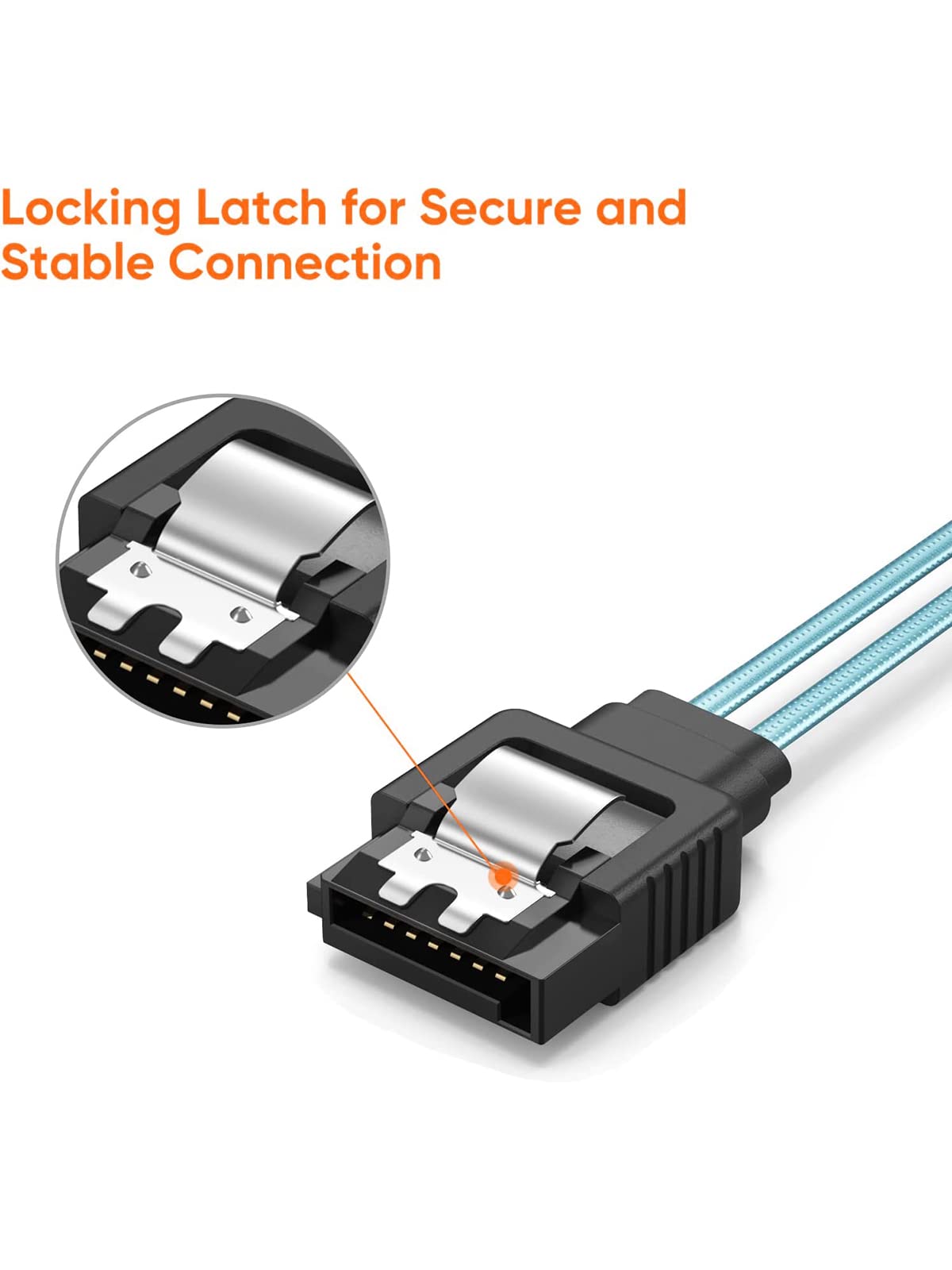 CableCreation SATA III Cable, [5-Pack] 18-inch SATA III 6.0 Gbps 7pin Female Straight to Straight Angle Female Data Cable with Locking Latch, 1.5 FT