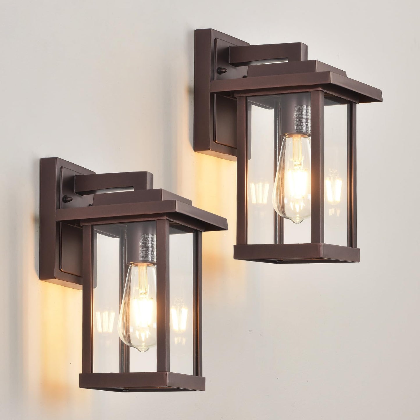 Smeike Exterior Light Fixtures 2 Pack, Modern Outdoor Wall Lanterns Farmhouse Outdoor Porch Light for House Patio Front Door Entryway, Bronze