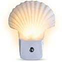 Nautical Crush Trading Seashell Night Light - Auto Beach Night Light with White Clam - Shell Light for Bathroom - Sea Shell Lamp - Seashell Lamp Plug