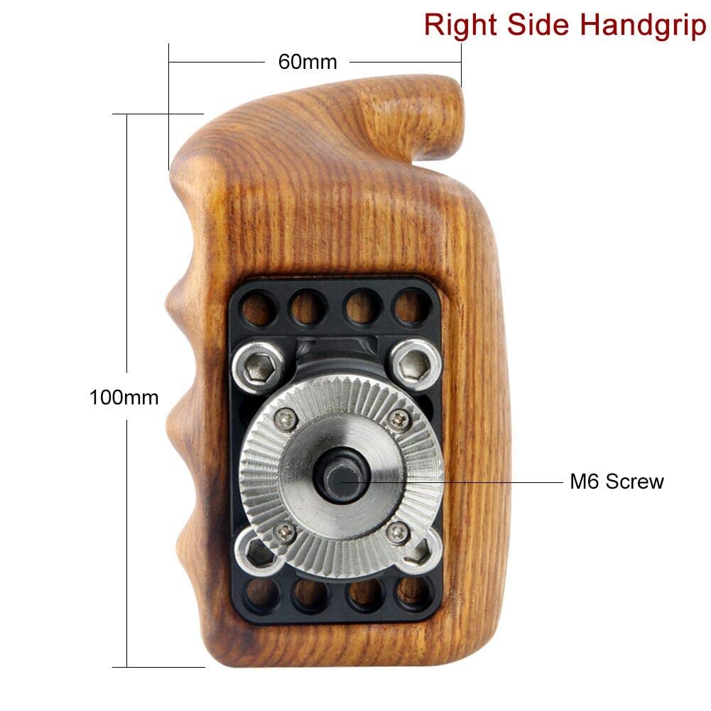 NICEYRIG Wooden Handle Grip with Rosette Mount (Right Side) Applicable for Nikon Panasonic Canon Camera Cage Rig, Shoulder Mount Support Rig