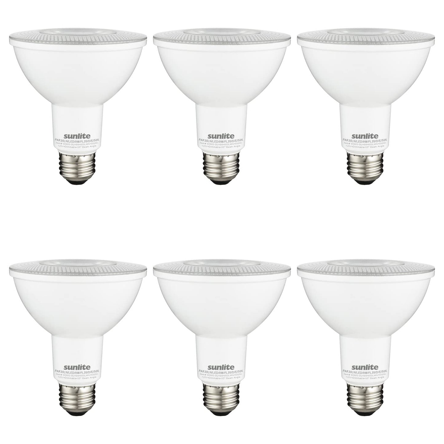 Sunlite LED PAR30 Long Neck Recessed Light Bulb, 9 Watt, (75W EQ), 850 Lm, Medium E26 Base, Dimmable, ETL Listed, 35 Degrees Beam Angle, 5000K