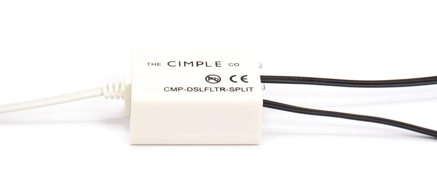 THE CIMPLE CO Modem Phone Filter, 1 Pack, DSL Splitter, 2 Wire, 1 Line, Removes Noise from Phone Lines, for Fax, Landline, Satellite, and Printer