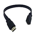 CERRXIAN HDMI Extension Cable 1FT Flat Slim High Speed HDMI Extender Cable A Male to A Female Cord(Black)