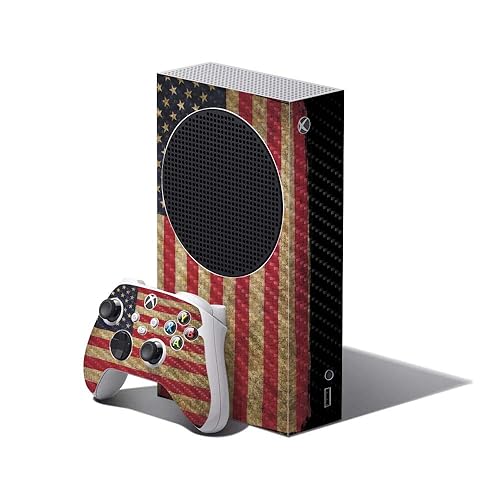 MightySkins Carbon Fiber Skin Compatible with Xbox Series S Bundle - Vintage Flag | Protective, Durable Textured Carbon Fiber Finish | Easy to Apply