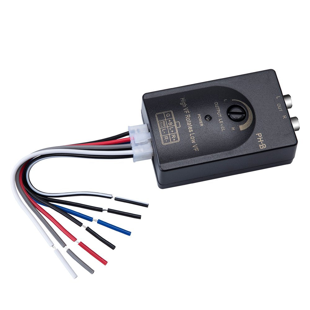 Mr. Ho Auto Car RCA High to Low 2-Channel Line Output Converter with Adjustable Subwoofer Level for Car Amplifier - Black