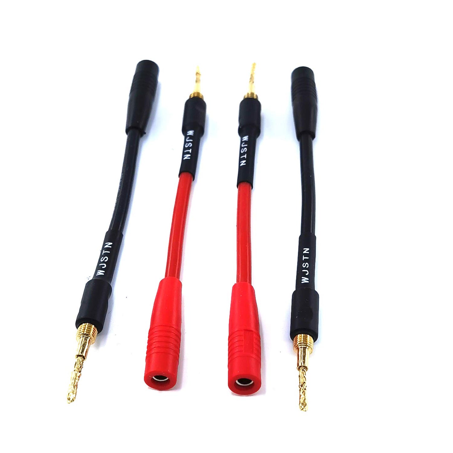 WJSTN-018 Braided Wire Speaker Banana Plugs to 4mm Female Banana Jack Converter, Soft Whip Banana Plug Adapter Cable,4- Packs