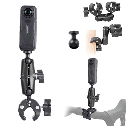 PellKing Camera Motorcycle Mount for Insta360 X5/X4/X3/X2,Double Super Clamp Mount Umbrella clamp Holder for Monitor Bracket Magic Socket Arm with 1/4