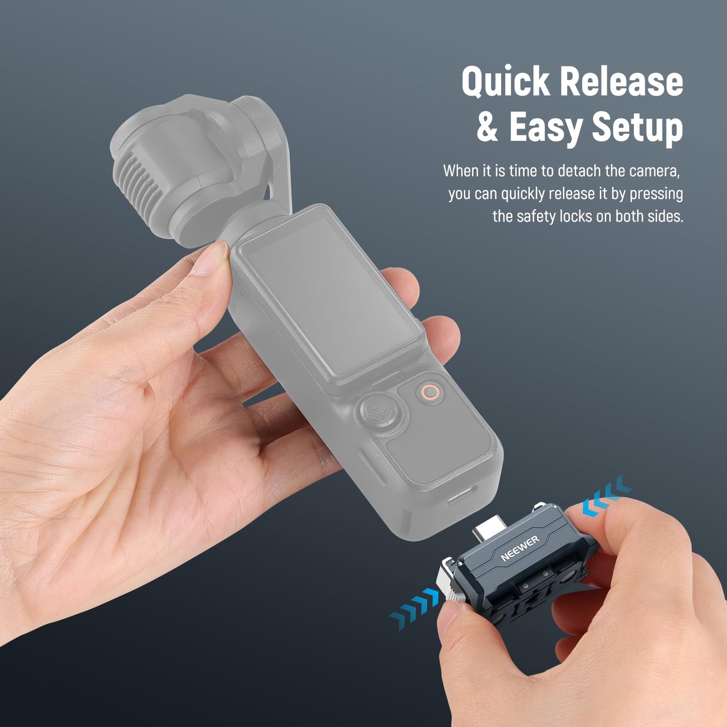 NEEWER Charging Adapter Base Compatible with DJI Osmo Pocket 3 Gimbal, Type C Charging with 1/4" Thread Arca Type Dovetail, Magnetic Folding Fingers