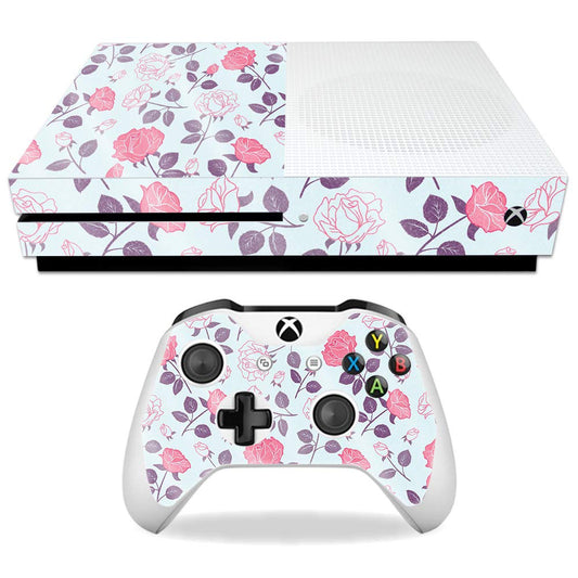 MightySkins Glossy Glitter Skin for Microsoft Xbox One S - Vintage Floral | Protective, Durable High-Gloss Glitter Finish | Easy to Apply, Remove,