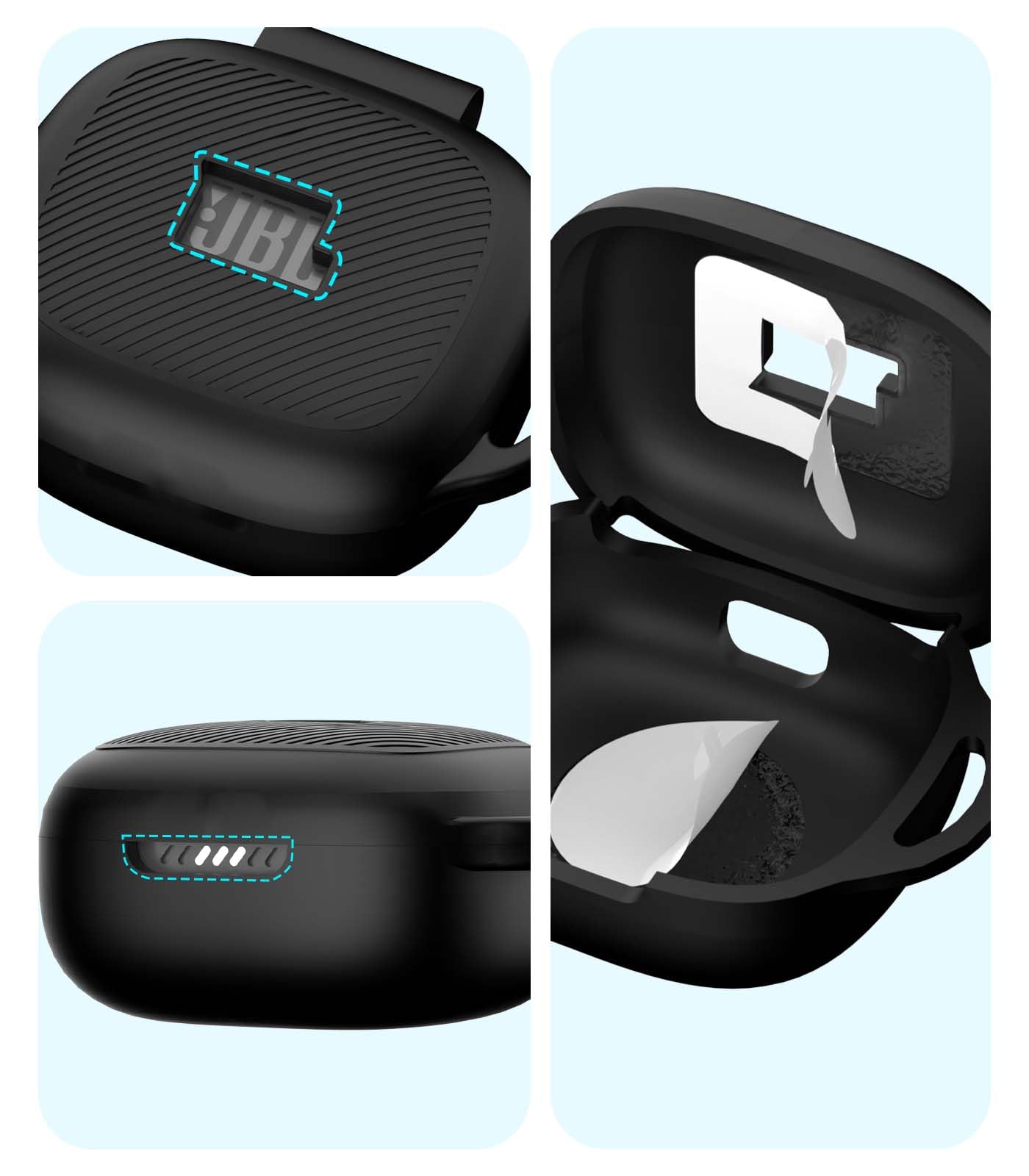 AGENTNANO [3 in 1] for JBL Live Pro 2 Case Cover with Cleaner kit, Logo Visible Design Scratch Resistant Shockproof Silicone Protective Cover for JBL
