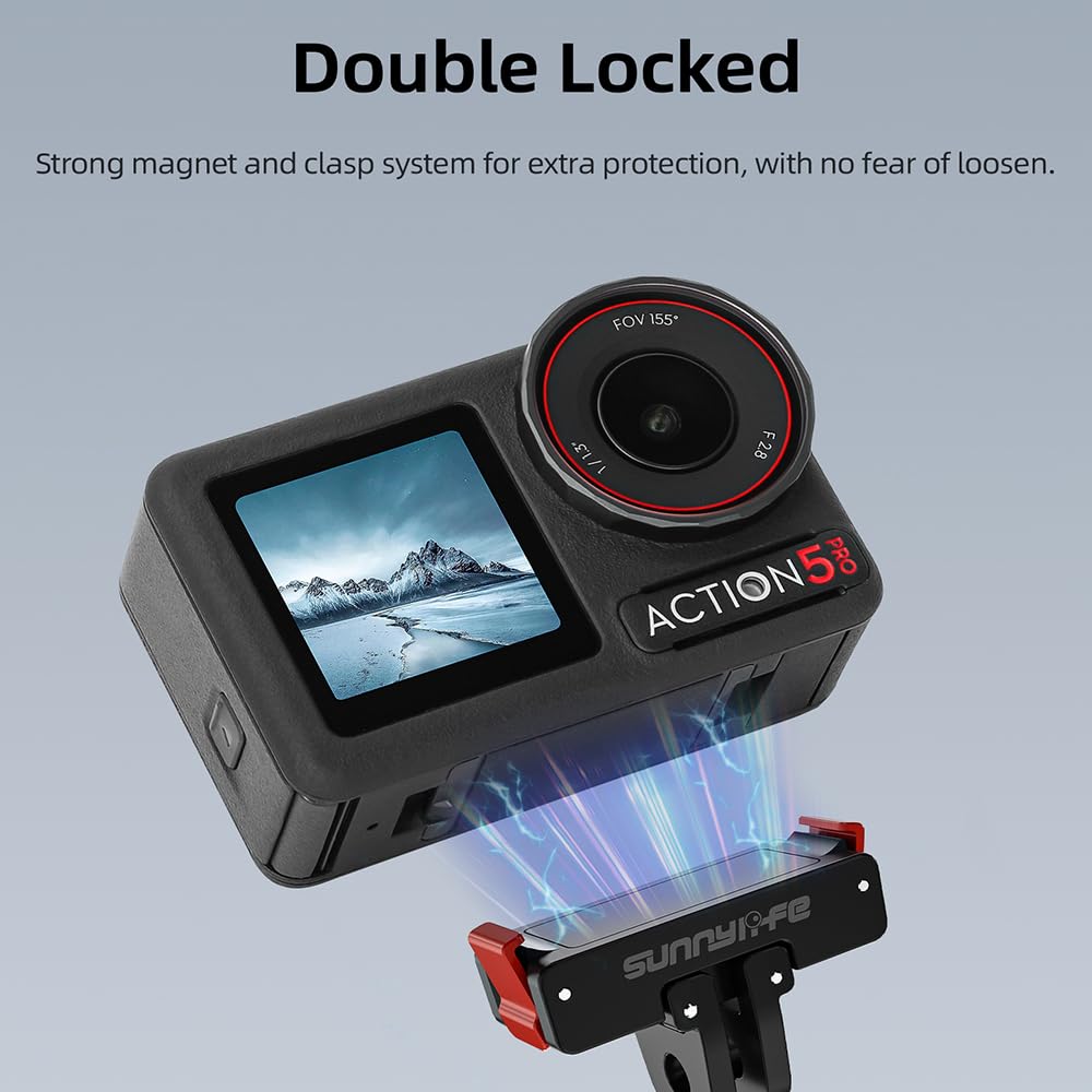 Magnetic Quick Release Adapter Mount for DJI Osmo Action 5 Pro/4/3/Osmo 360, Aluminum Alloy Extension Bracket with 1/4" Screw Hole & Quick-Release