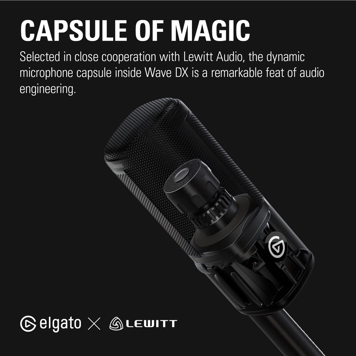 Elgato Wave DX - Dynamic XLR Microphone, Cardioid pattern, Noise Rejection, speech optimised for Podcasting, Streaming, Broadcasting, No Signal