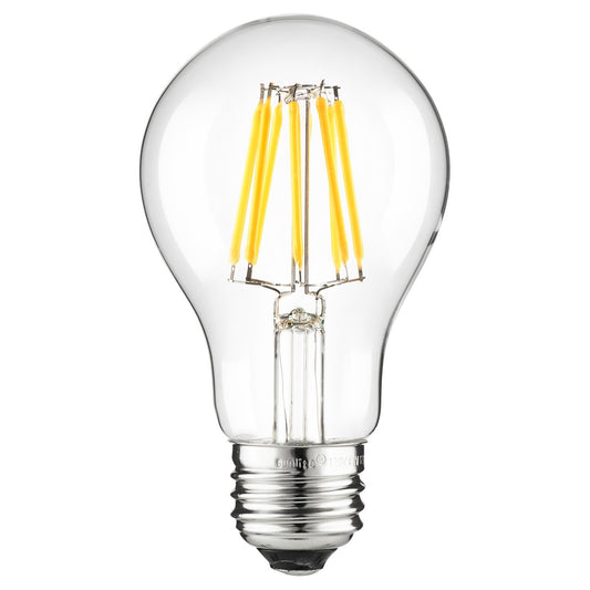 Sunlite 80456-SU LED Filament A19 Standard Light Bulb, 6 Watt, 430 Lumen, (25W Equivalent) Clear, Dimmable, ETL Listed, 1 Pack, 2200K - Amber
