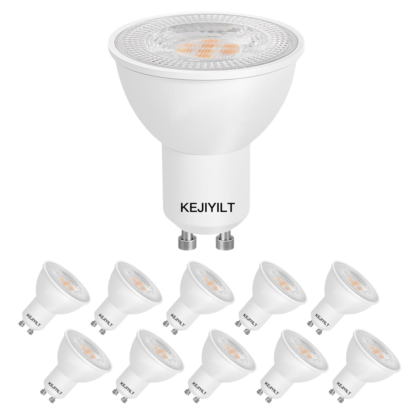 KEJIYILT 10-Pack GU10 Dimmable LED Bulbs 7W (Equivalent 60W), 3000K Warm White, 650 Lumens, Energy Saving, Perfect for Recessed & Track Lighting