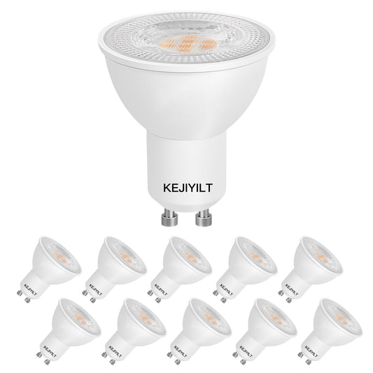 KEJIYILT 10-Pack GU10 Dimmable LED Bulbs 7W (Equivalent 60W), 5000K Day Light, 650 Lumens, Energy Saving, Perfect for Recessed & Track Lighting