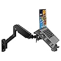 WALI Laptop Wall Mount, Single Monitor Arm for 17" Notebook and Up to 32" Screen, Full Motion Adjustable Monitor Wall Mount with Laptop Tray, VESA